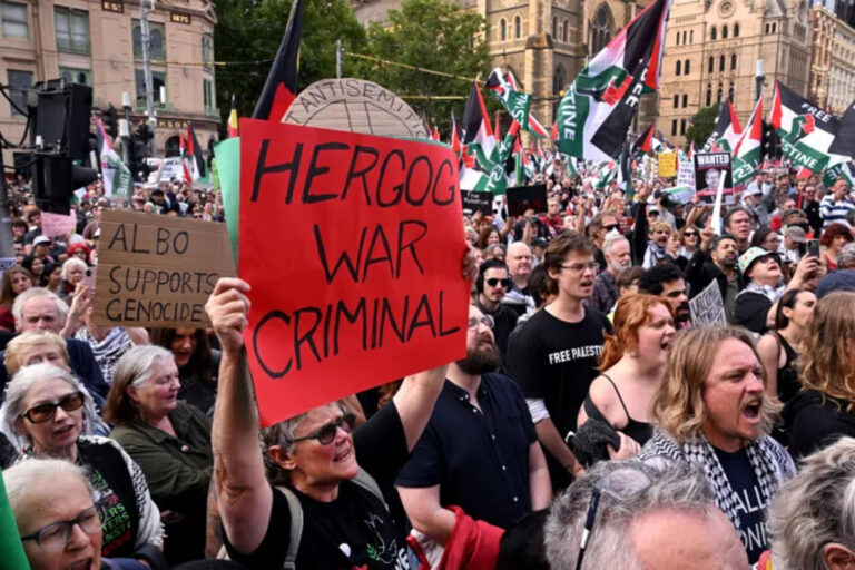 Polícia australiana reprime manifestação contra presidente de ‘Israel’